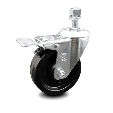 Service Caster 4 Inch Phenolic Swivel 1/2 Inch Threaded Stem Caster with Total Lock Brake SCC SCC-TSTTL20S414-PHS-121315